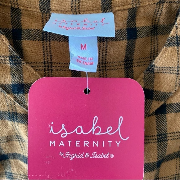 Women’s Brushed Flannel Long Sleeve Blouse Isabel Maternity Brown Plaid Size M - Picture 5 of 6